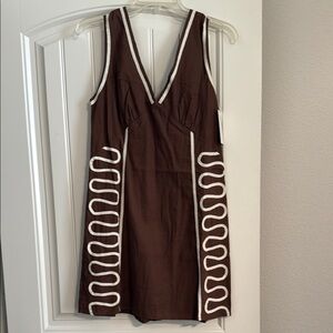 Petal & Pup Brown V-Neck Sheath Mini Dress